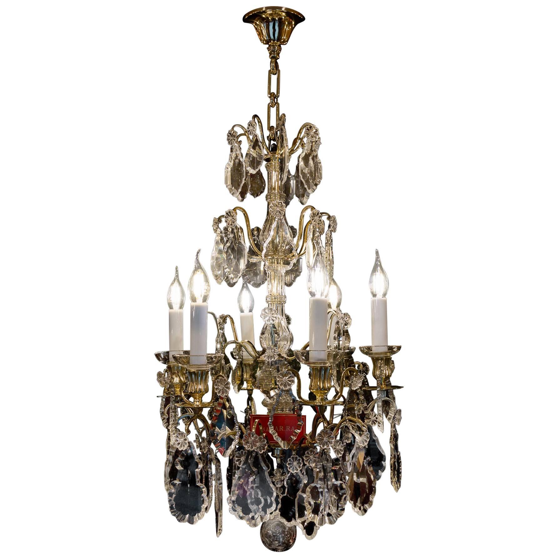 French Louis XVI Style, Ormolu and Cut Crystal Small Chandelier by Baccarat