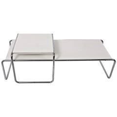 Marcel Breuer White Laminated Wood and Steel 'Laccio' Side Table, Bauhaus