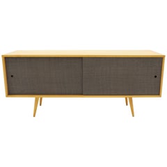 Armario Planner Group de Paul McCobb, arce macizo, puertas de tela de hierba original