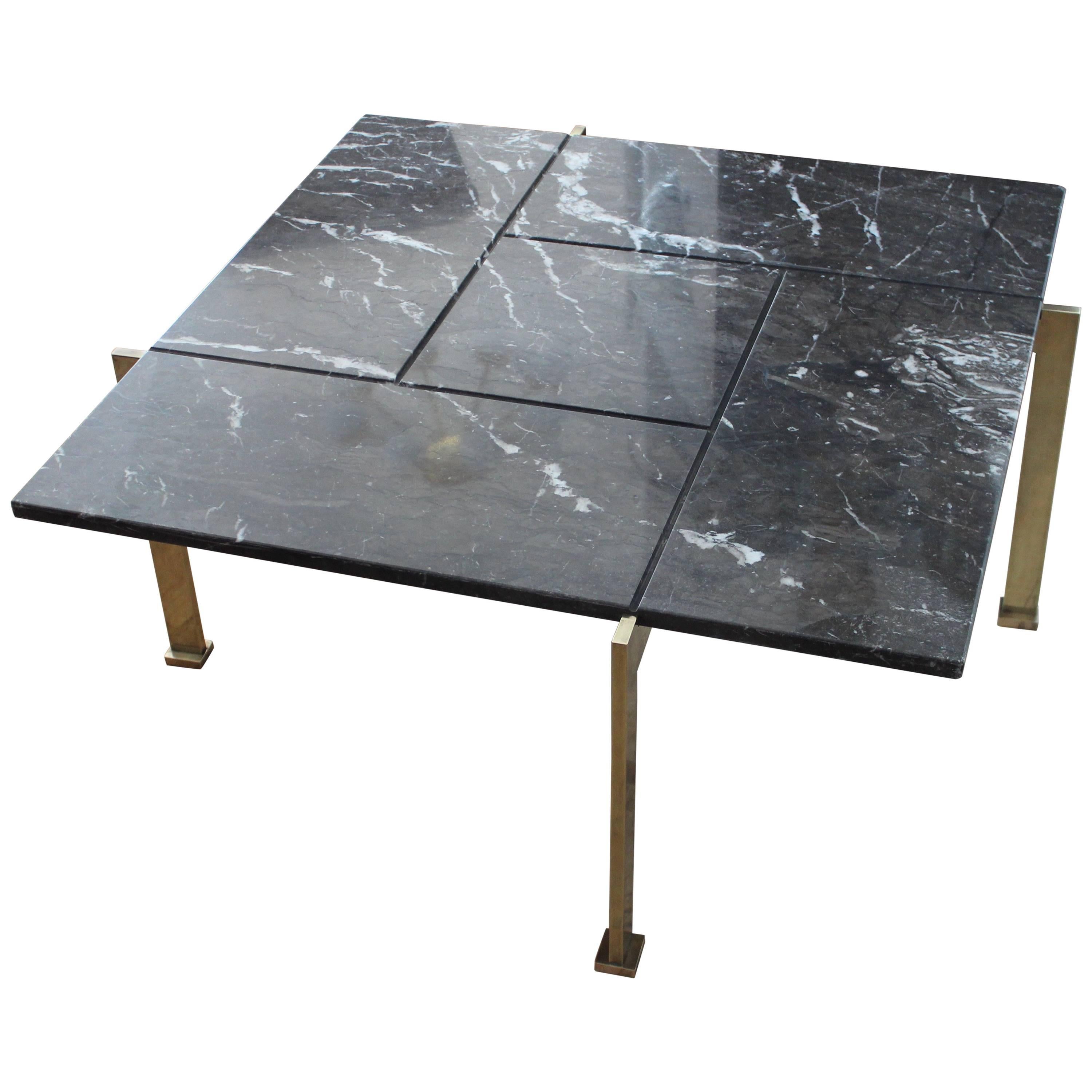 Poul Kjaerholm Style Brass and Marble Coffee Table