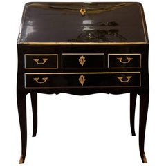 French Regence Period, Black Lacquered Slant-Top Desk, circa 1720