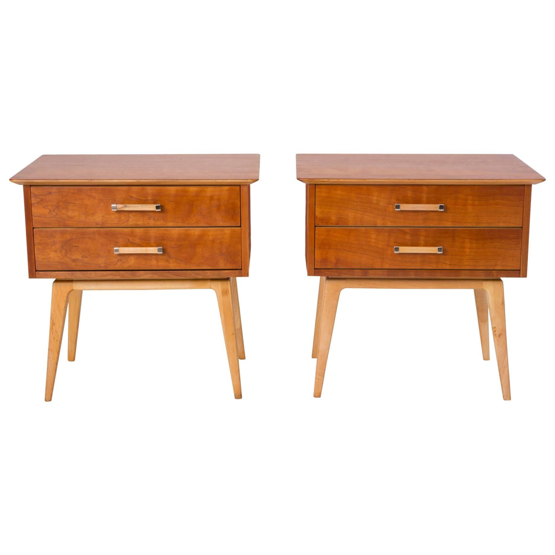 Pair of Cherrywood Nightstands by Renzo Rutili for Johnson Furniture