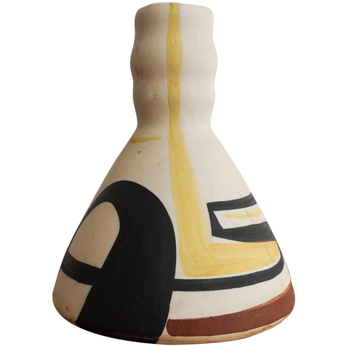 Ceramic Vase with Abstract Design, 1950s For Sale