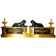 Gilt Bronze Regency Firedogs, Thomas Hope Attributed, England, circa 1803, Pair