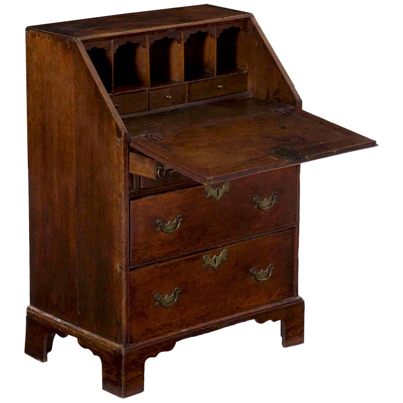 Miniature George II Period Oak Child's Size Slant Front Desk, circa 18th Century