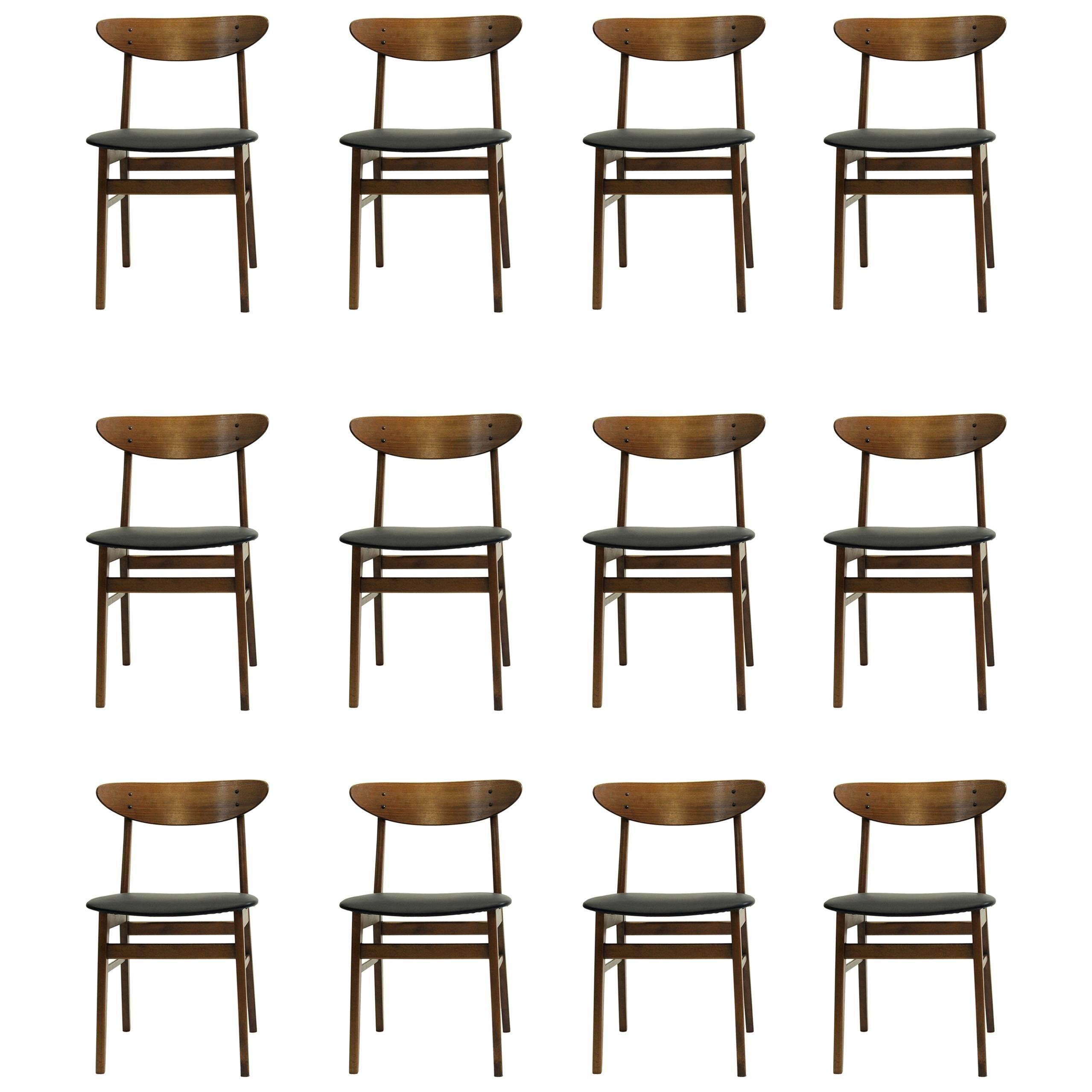 1960s Set of Twelve Danish Th. Harlev Dining Chairs by Farstrup