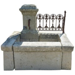 Wall Fountain of Provence in Patinated Natural Stone and Used Wrought Iron