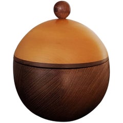 Scandinavian Natural Maple and Wengè Wood Spherical Box, Late 20th Century, 1980