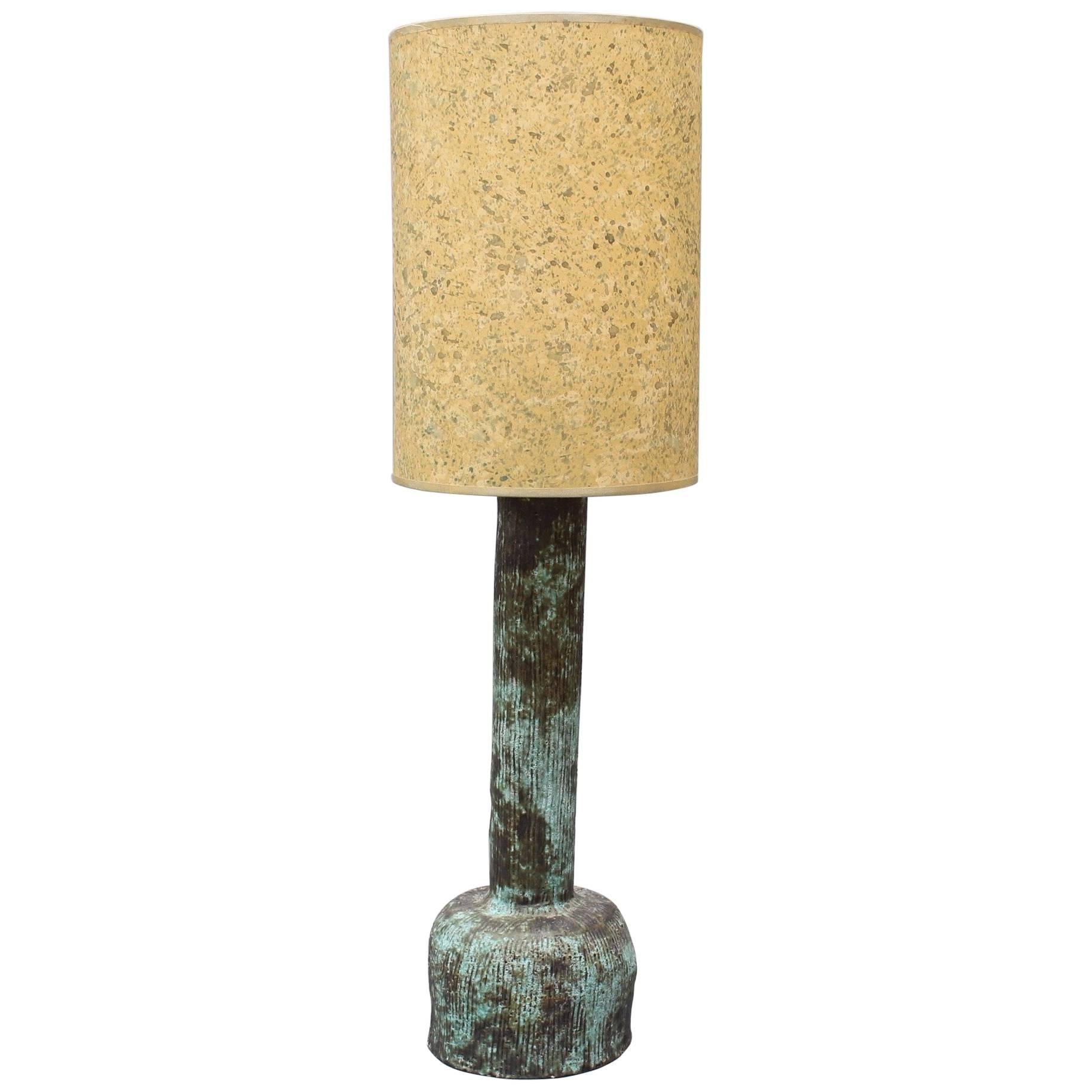 Mid-century Bluish-Green Ceramic Lamp, circa 1960s