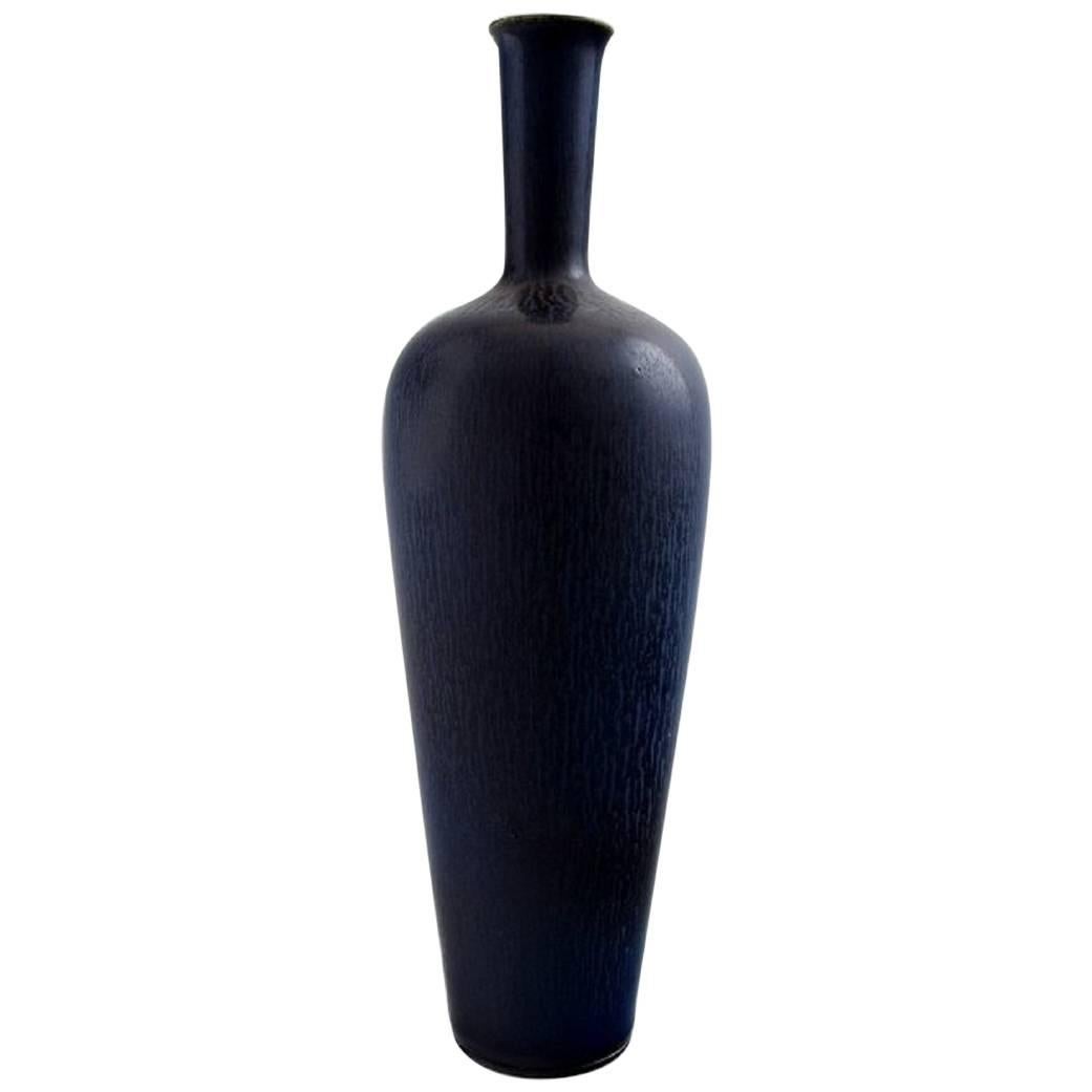 Friberg Studio Hand Ceramic Vase, Unique, Fantastic Glaze in Deep Blue Shades For Sale