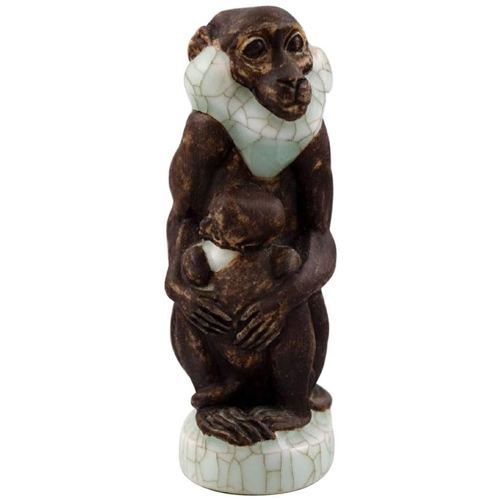 Very Rare Jeanne Grut for Royal Copenhagen, Monkey with Young Number 4647
