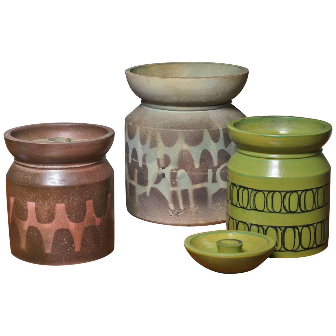 Set of Three Ceramic Vases, Italy, 1960s