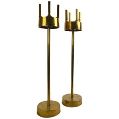 Pair of Modernist Brass Candlesticks in the Style of Pierre Forsell for Skultuna