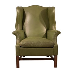 Large Antique Wingback Armchair, English, Leather, Club Chair, circa 1900
