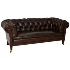 Antique Swedish Leather Chesterfield Sofa