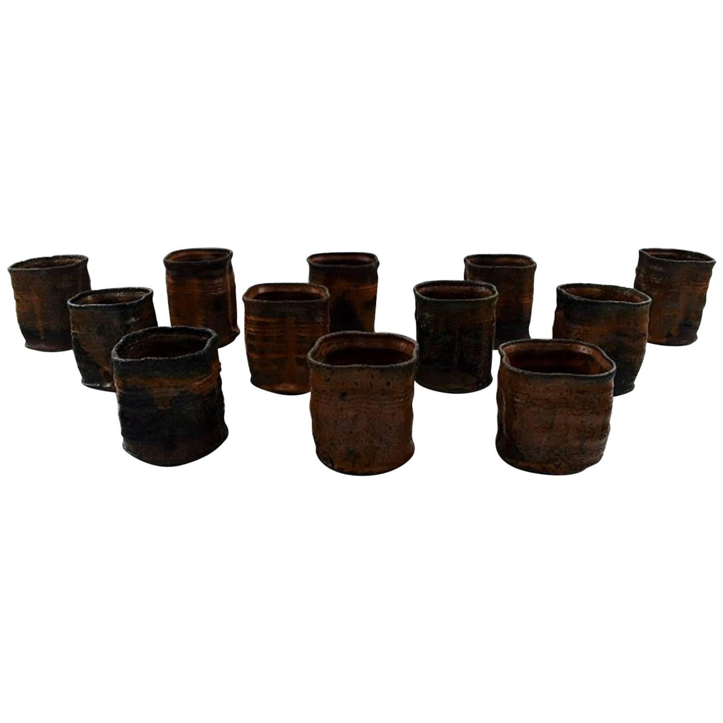 Gutte Eriksen, Own Workshop, 12 Ceramic Cups, 1950s