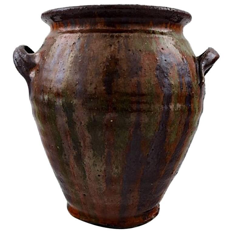 Gutte Eriksen, Own Pottery Vase with Handles, Denmark, Mid