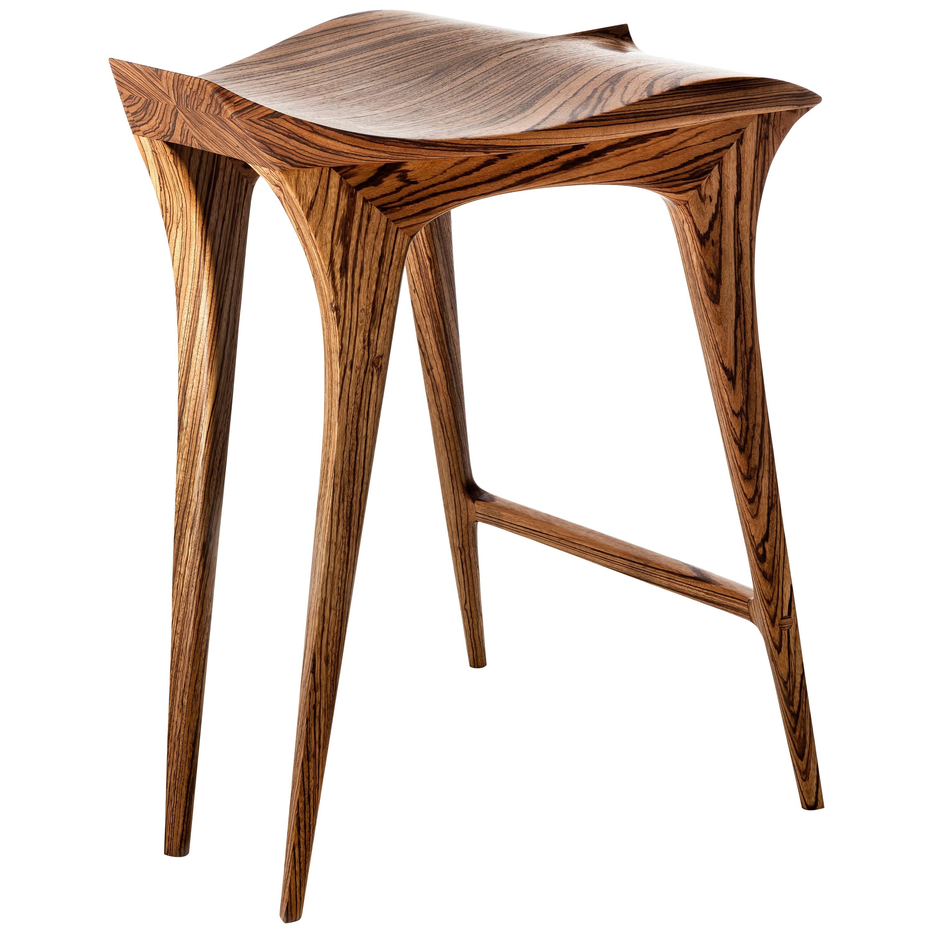 Brazilian Contemporary Stool, Solid Wood For Sale
