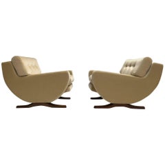 Rare Mohair Lounge Chairs by Italian Sculptor Franz T Sartori, Flexform, 1965