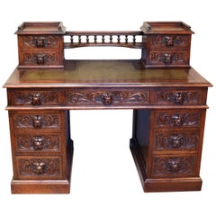 Large Carved Oak Desk