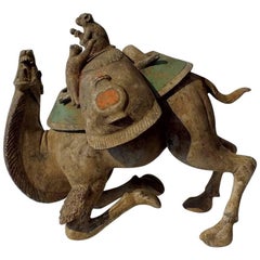 Used Exceptional Painted Pottery Figural Group of a Bactrian Camel