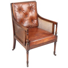 Late Nineteenth Century Mahogany Library Bergere in the Regency Style