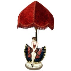 Vintage Goldscheider Vienna Lorenzl Table Lamp with Butterfly Lady Figurine Model 5582
