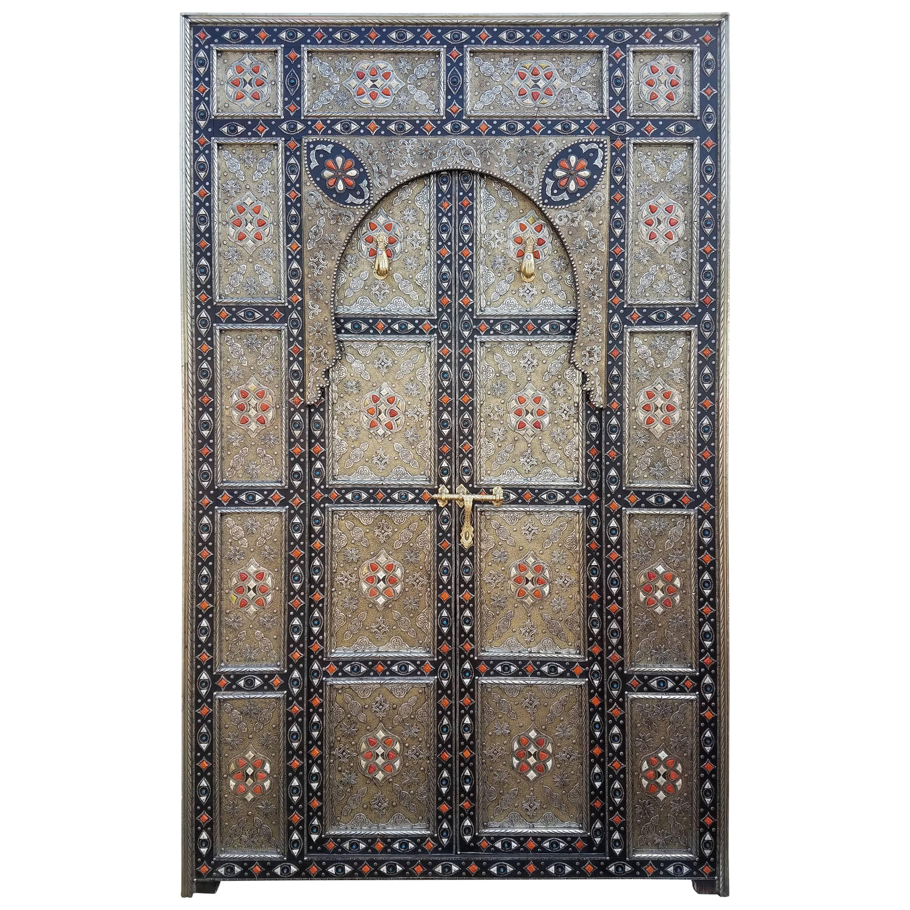 Amazing Meknes Door All Inlaid, Moroccan For Sale