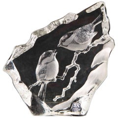 Retro Crystal Pair of Tits Made by Mats Jonasson, Sweden