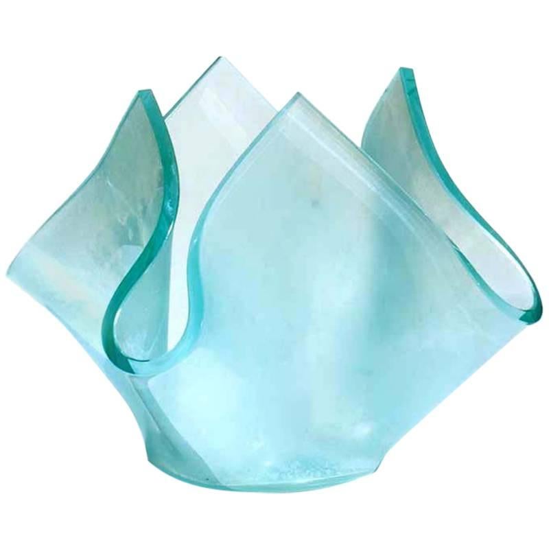 "Cartoccio" Fontana Arte Italian Design Midcentury Crystal Vase For Sale