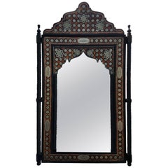 Moroccan K Mirror, Framed with Orange Dye Camel Bone