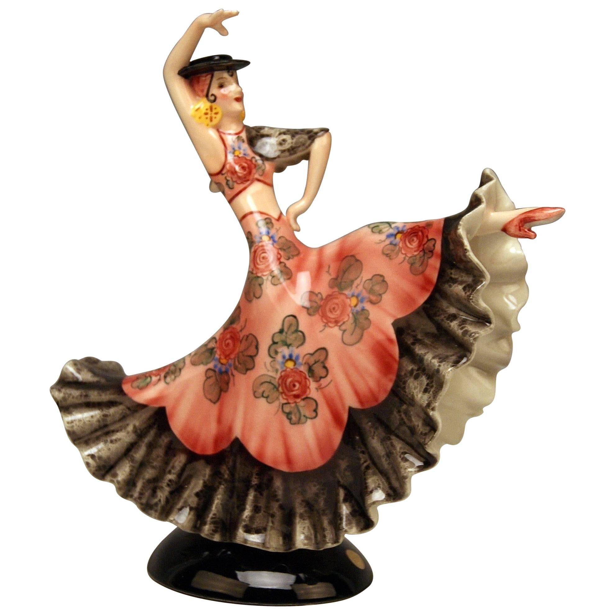 Keramos Spanish Lady Dancer Art Deco Model 1400 by Stefan Dakon Made circa 1930