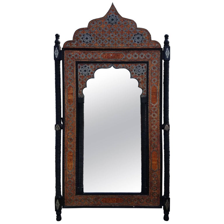 Moroccan Mirror Framed With Orange Dye Camel Bone For At 1stdibs Moroccan Large Mirror Framed With Orange Dye Camel Bone