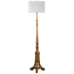 Antique French Giltwood Candle Stand Floor Lamp, circa 1900