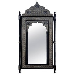 Moroccan M Mirror, Framed with Orange Dye Camel Bone