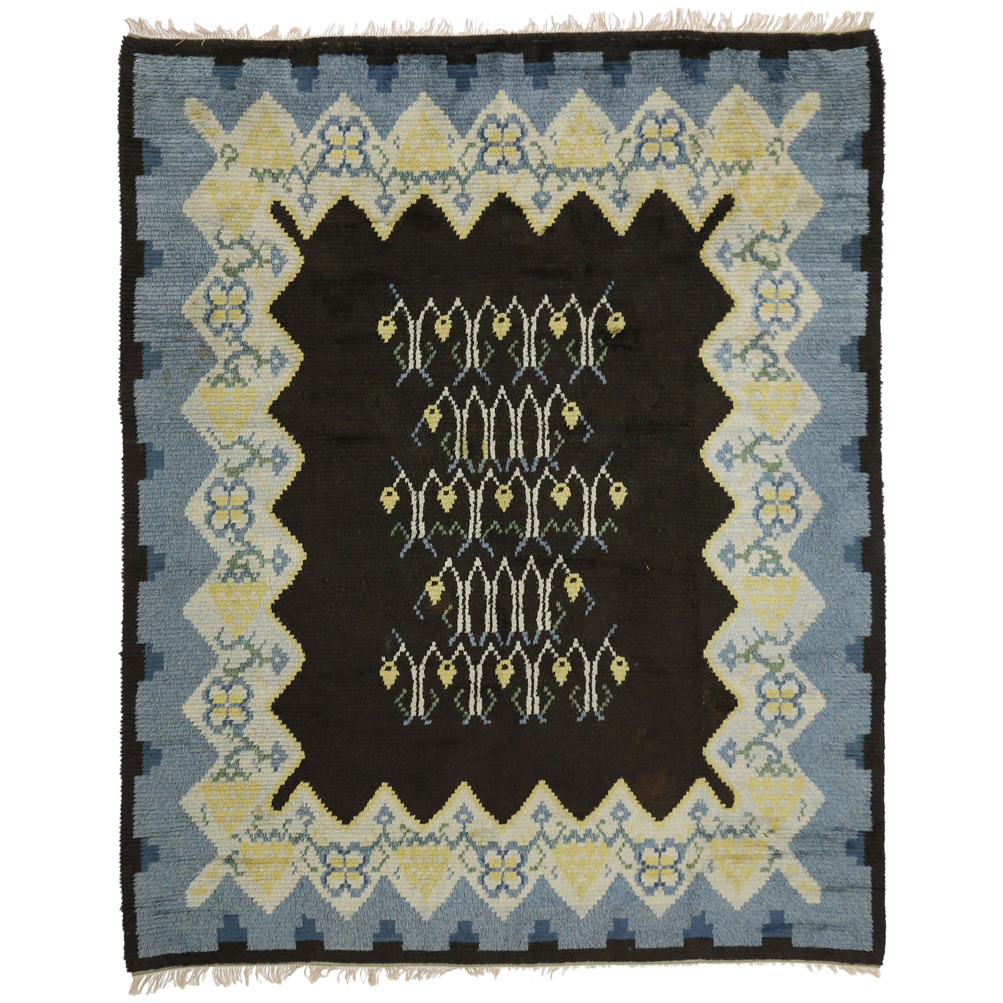 Vintage Rya Scandinavian Rug at 1stDibs