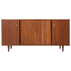 Walnut Credenza with Tambour Doors by Milo Baughman for Glenn of California