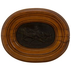 Antique Russian Bronze in Wood Frame