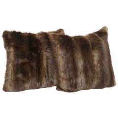 Luxe Vintage Long Haired Beaver Throw Pillows