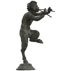 Seltene antike Bronzeskulptur des mythologischen Gottes Pan