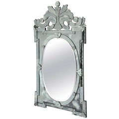 1940s Monumental Venetian Mirror with Hand Etched Designs