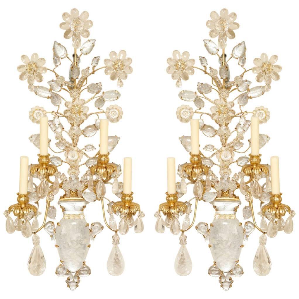 Pair of New Rock Crystal Sconces
