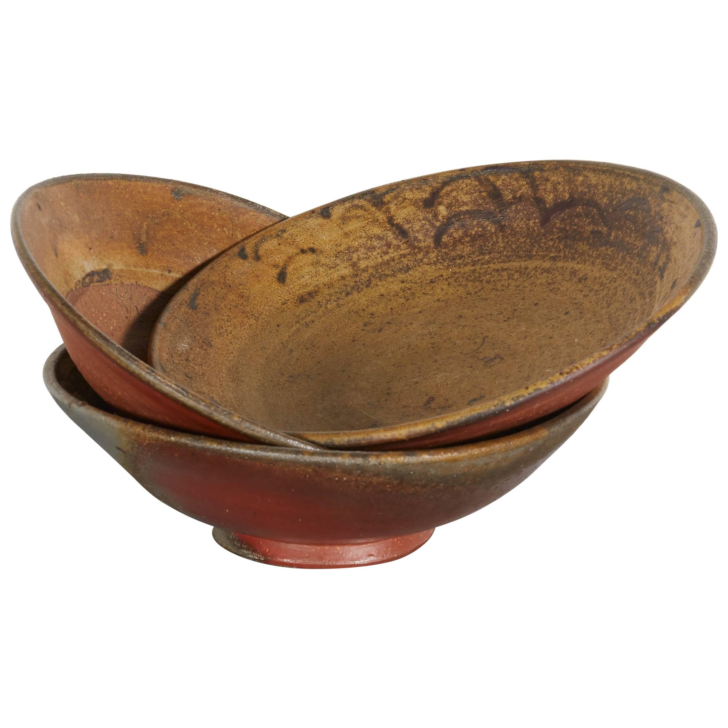 Slow Fired Japanese Bizen Ware Bowls For Sale