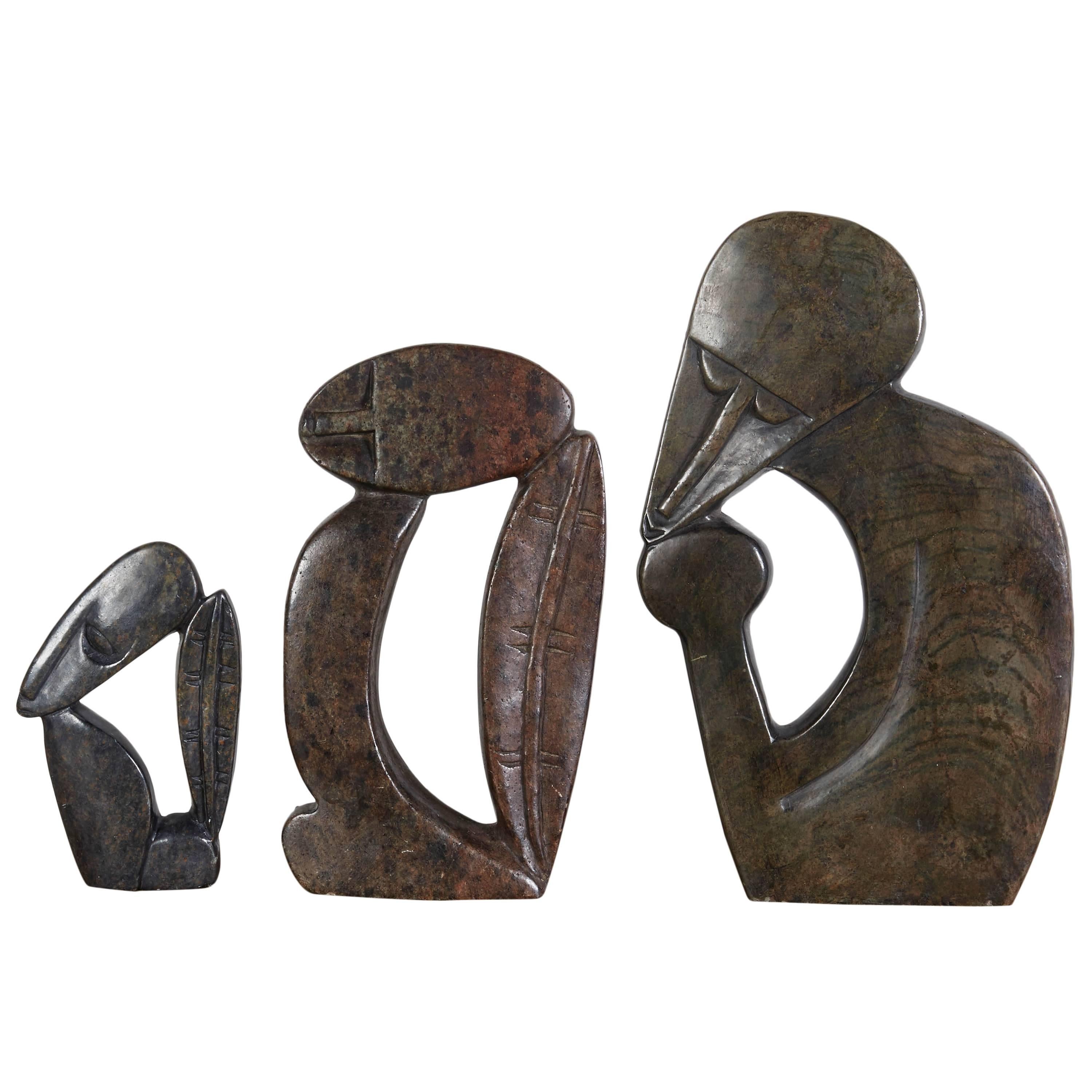 Set of Three-Stone Shona Sculptures