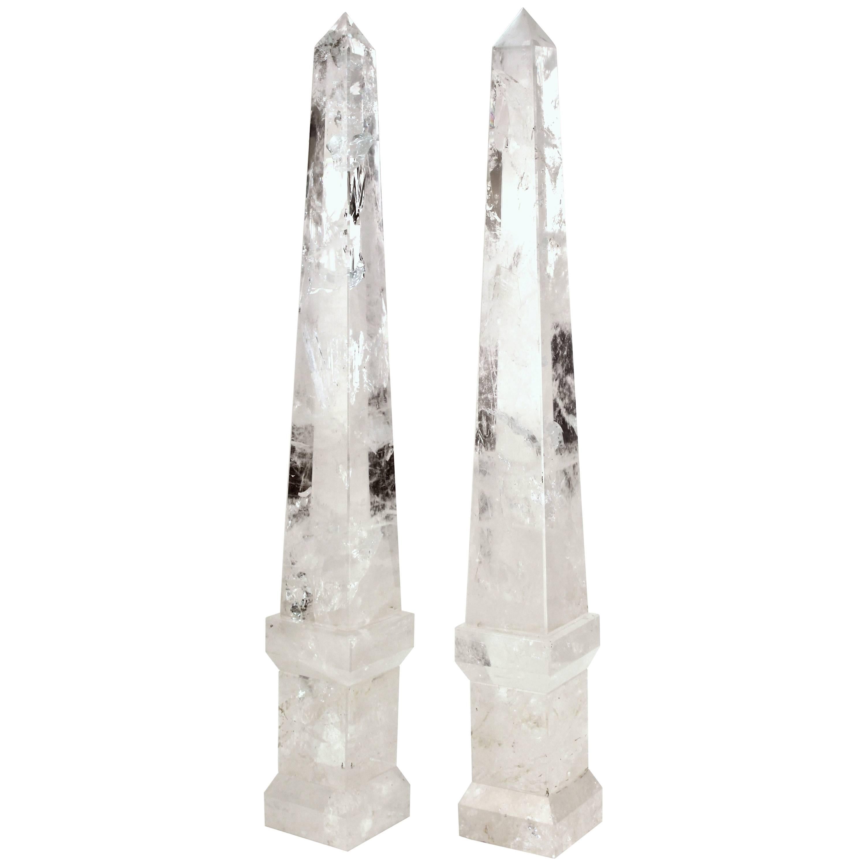 Obelisks in Clear Hand Polished Rock Crystal