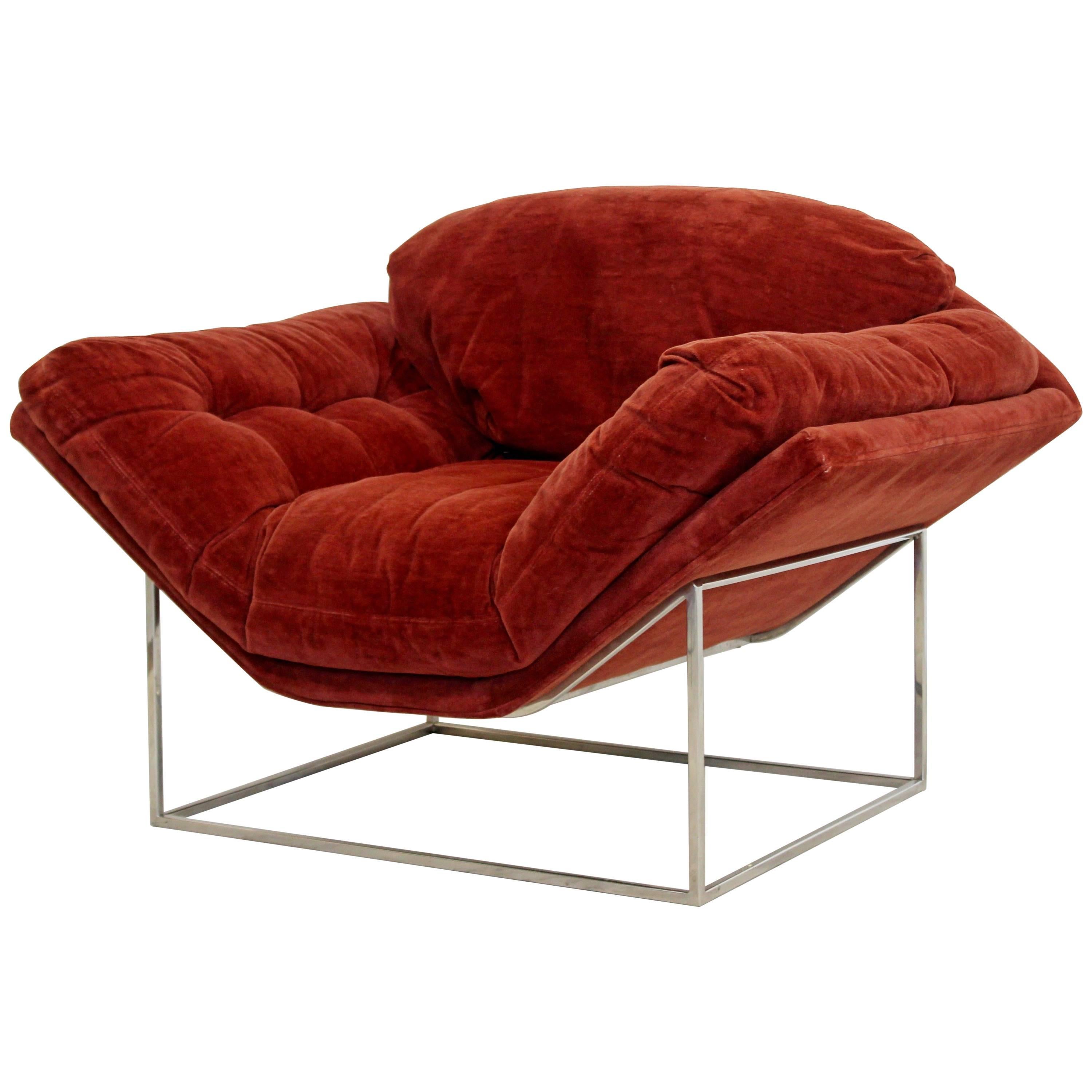 Mid-Century Modern Rare Milo Baughman Floating Chrome Lounge Chair, 1960s
