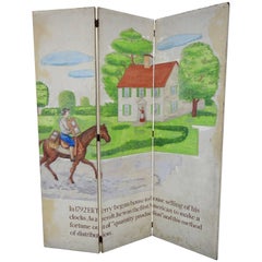 Antique Eli Terry Clockmaker Hand-Painted Room Divider with Horse Scene