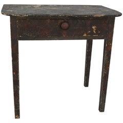 Late 19th Century Primitive Folk Art Decoupage Work Table