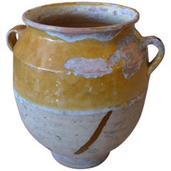 French 19th Century Ceramic Provençal Confit Pot with Two Handles