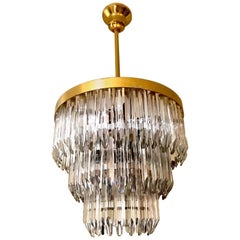 Carmer mid-century murano Chandelier Crystal Prism /Flush Mount italian , 1960